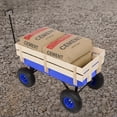 thumbnail image 6 of Tcbosik Garden Wagon with Wood Railing, Outdoor Storage Cart with 10-inch Pneumatic Tires, Heavy Duty Steel Trolley Wagon, Blue, 6 of 10