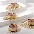 thumbnail image 2 of Golden Iron Candle Stand for Home Decor Unique Leaf Shape Elegant Design 4 Pieces, 2 of 9