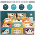 thumbnail image 5 of 3 Pcs Soft Bedding Set, Includes 1 Duvet Cover with Zipper And 2 Pillow,Shams Cartoon Cute Cat King(102"×90"), 5 of 8