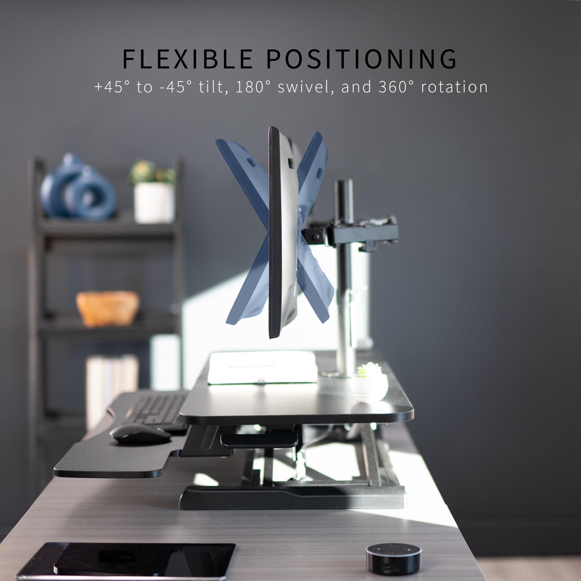 VIVO Black 42" Standing Desk Riser with Adjustable Dual 13" to 30" Monitor Mount