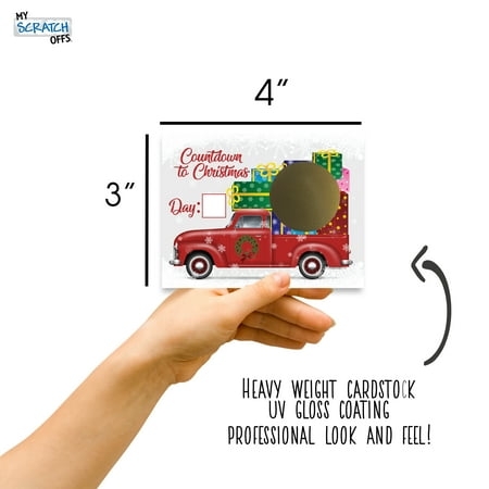 My Scratch Offs Christmas Countdown Red Truck with Gifts DIY Scratch Off Note Cards & Stickers, 30 Pack