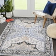 thumbnail image 2 of FairOnly Grey Blue 5'x7'Low Pile Vintage Floral Printed Area Rug for Living Room Non Slip Stain Resistant Distressed Soft Home Decor Carpet for Bedroom Kitchen, 2 of 7