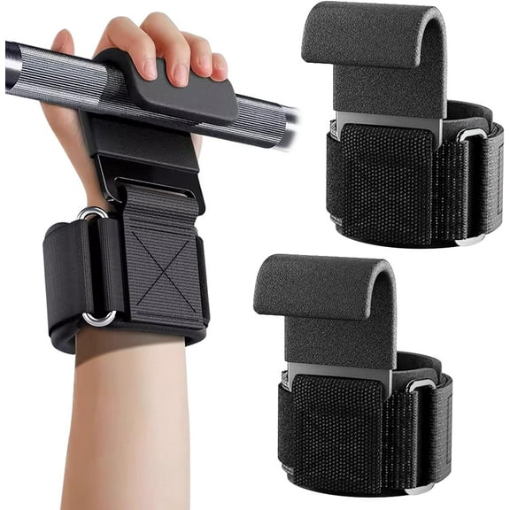 2PCS Weight Lifting Hooks, Steel Hooks with Padded Wrist Straps, Weight Lifting Wrist Hook Straps for Enhanced Grip, Heavy Duty Power Lifting Hooks,Strength Training, Gym,Powerlifting