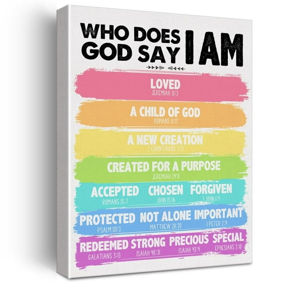 Christian Kids Affirmations Wall Art poster Bible Verse God Say I Am Scripture Identity In Christ Canvas Poster  for Classroom Nursery Home Decor poster