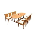 thumbnail image 4 of Grade-A Teak Dining Set: 8 Seater 9 Pc: 94" Mas Oval Trestle Leg Table And 8 Lagos Armless Chairs Outdoor Patio WholesaleTeak #WMLG27, 4 of 6