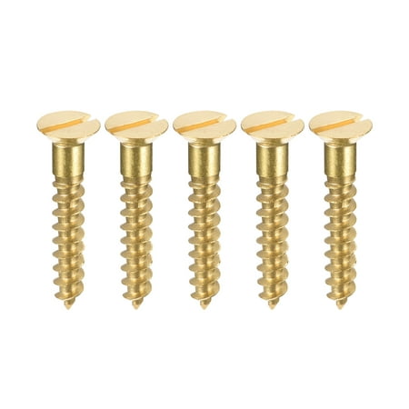 

Uxcell M5 x 30mm Wood Screws Slotted Flat Head Brass Self-Tapping Screw 20 Pack