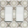 thumbnail image 1 of Metal Light Switch Plate Cover Mandala Green Tan Floral Pattern Damask MDL108, 1 of 13