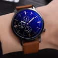 thumbnail image 3 of Ocio Moda Hombres Aleación simple PU Dial Reloj de pulsera de cuarzo Decoración (Marrón Negro), 3 of 4