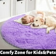 thumbnail image 4 of WOVTE Purple Round Rug for Bedroom, Fluffy Circle Rug 4' x 4' Furry Carpet for Teen Room, Shaggy Circular Rug for Nursery Room, Fuzzy Plush Rug for Dorm, Cute Room Decor, 4 of 7