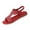 Red, variant on Women Rhinestone Sandals T-Strap Buckle Bohemian Pearl Crystal Flat Sandals
