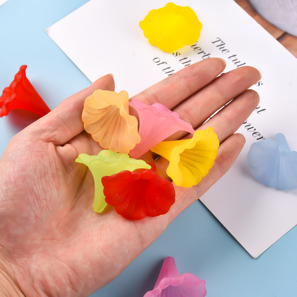 500g Random Mixed Color Transparent Frosted Style Acrylic Flower Beads Bracelet Necklace Spacer Loose Beads Charm Pendant Beads Jewelry