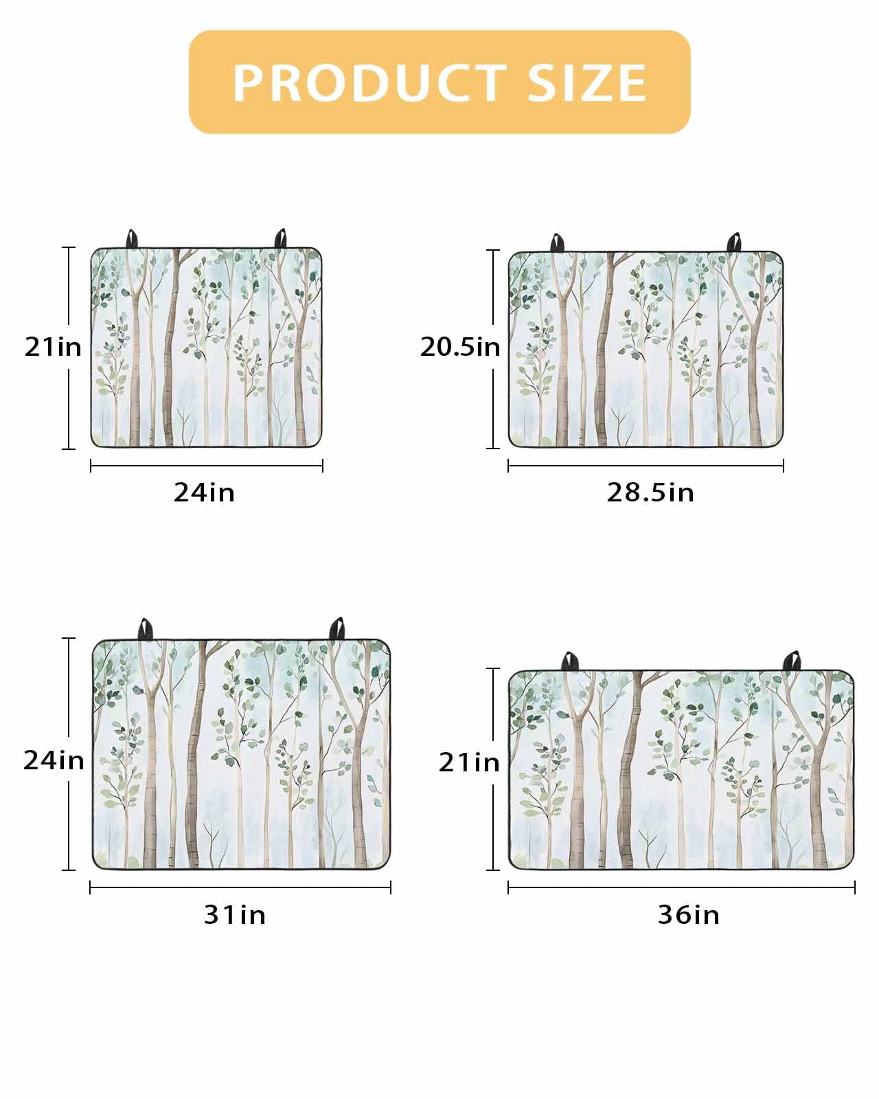 nqOlkjepod Large Induction Cooktop Protector Mat 36"x21", Green Forest Stove Top Covers for Electric Stove, Watercolor Tree Branches Decorative Stove Burner Cover Mats, Glass Top Stove Cover