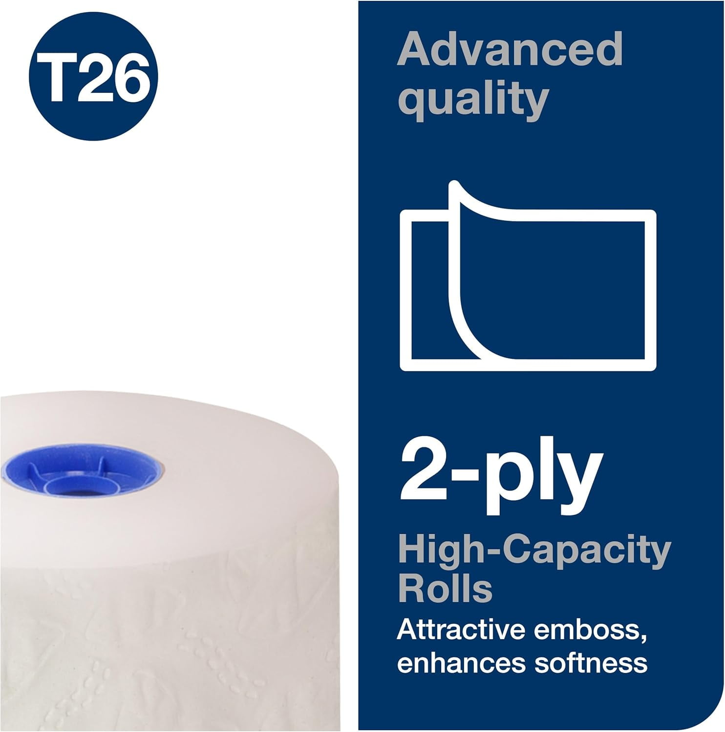 High-Capacity Toilet Paper Roll White T26, Advanced, 2-Ply, 36 x 1000 sheets, 110292A
