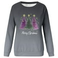thumbnail image 5 of asdoklhq Christmas Christmas Tops for Women Christmas Gradient Print Loose Casual Long Sleeve Round Neck Hoodless Straight Shoulder Sweatshirt Hoodless Sweatshirt Black 5X, 5 of 5