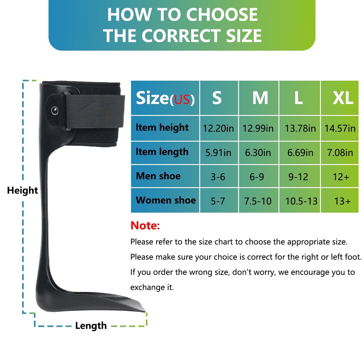 Orthomen AFO Drop Foot Brace, Medical Ankle Foot Orthosis, Lightweight Foot Support Stabilizer, Drop Foot Postural Correction Brace for Men and Women (L-Left)