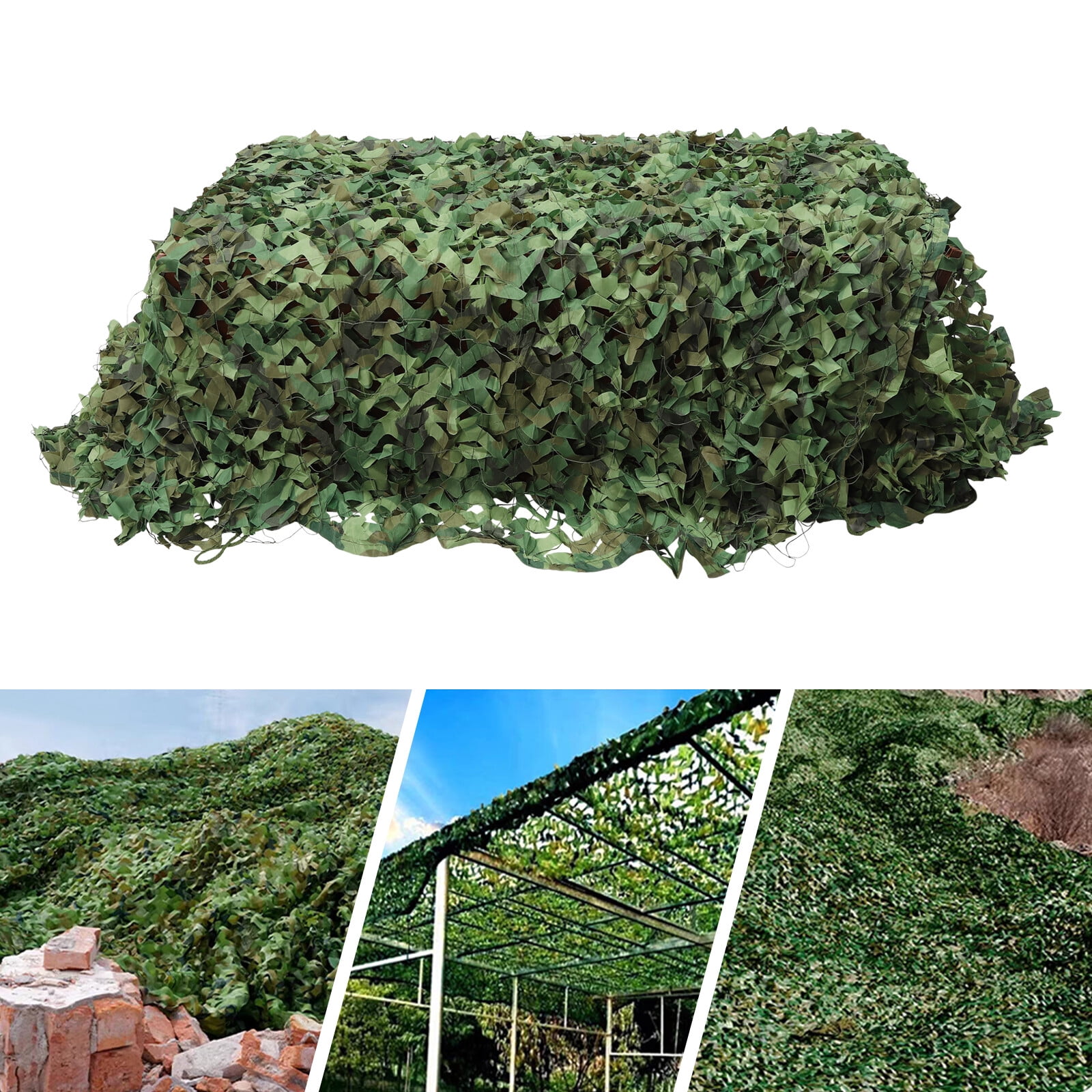 10ft X 16ft Camo Netting, Durable Reusable Jungle Camouflage Net with Ropes for Hunting, Military Gear, Airsoft, Privacy Fence, & Outdoor Photography Cover