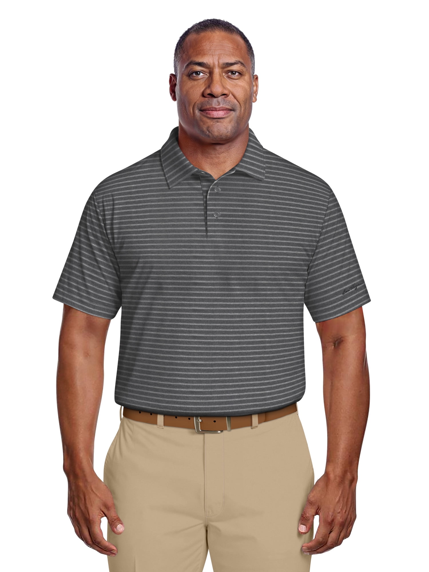 Ben Hogan Men's & Big Men's Performance Heather Stripe Short Sleeve Golf Polo Shirt, Sizes S-5XL