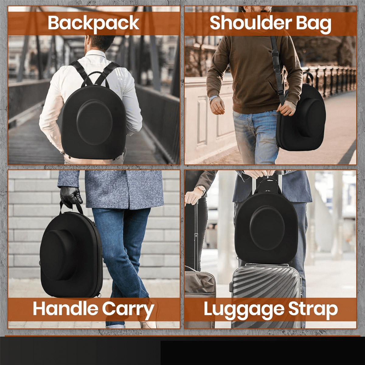 Boîte De Rangement Pour Casquettes – Porte 6 Chapeaux – Voyage – Noir Unisexe
