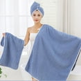 thumbnail image 1 of Juego de toallas de baño de terciopelo | 3 toallas de microfibra de secado rápido | Suaves, absorbentes y sin pelusa | Incluye toalla de baño, toalla de manos y toallita | Colores: azul, gris, rosa, 1 of 5