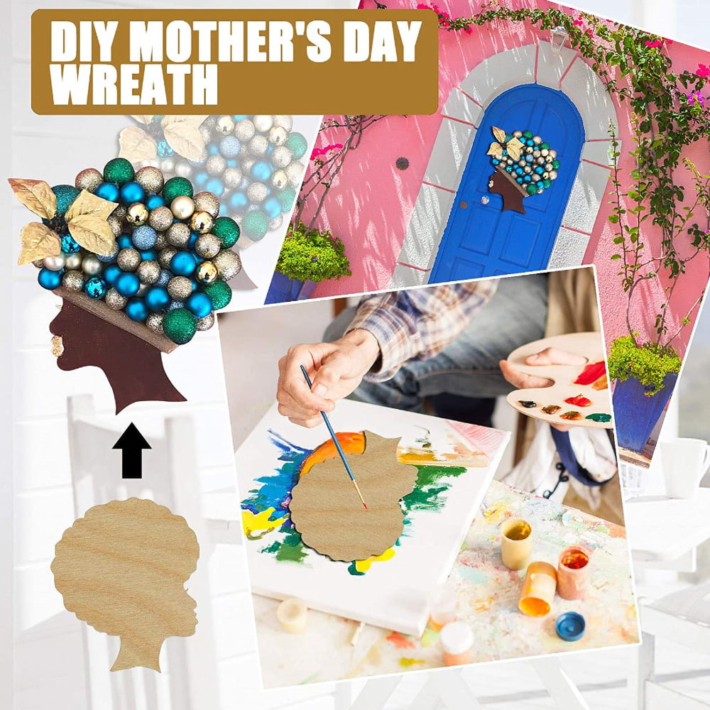 DIY Wooden Pendant EFVH Great Mother and Child Wreath DIY Template African Girl Art Image DIY Wooden Template for Crafts As shown1 The Most Touching Gift for Mothers Day Wreath for Front Door