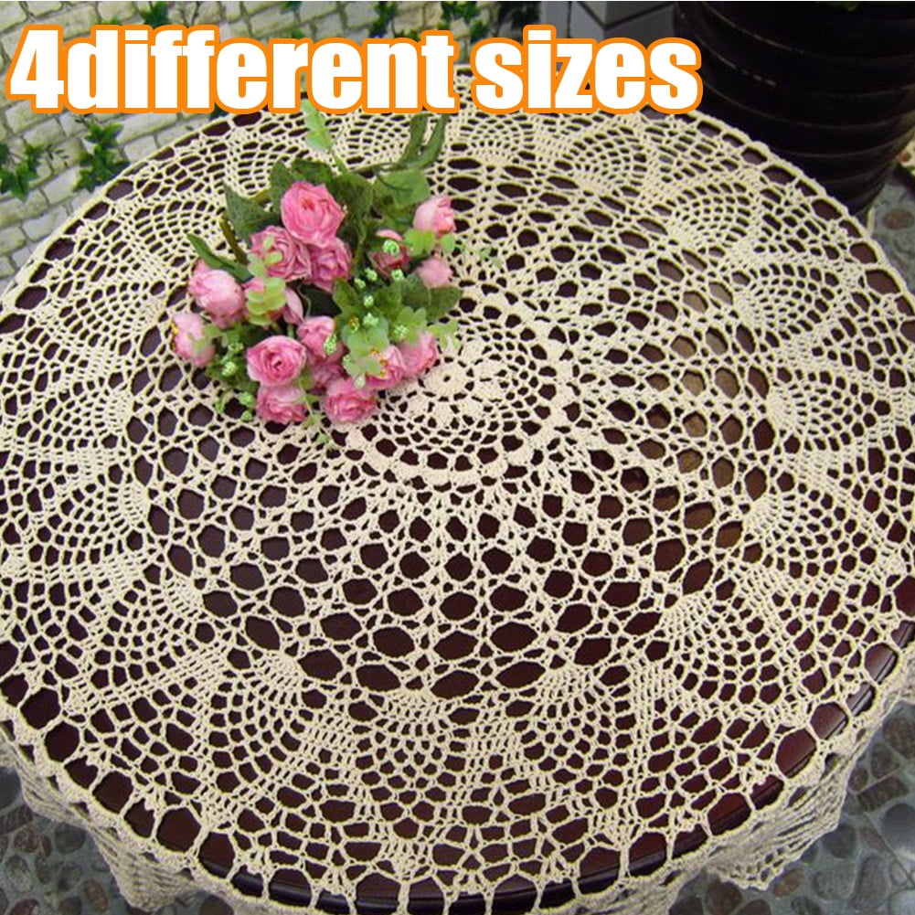 Round tablecloth handmade crochet cotton lace beige round tablecloth decoration