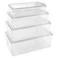 Pack of 4 Refrigerator Organizer Bins with Lids Clear Food Storage