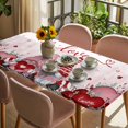 thumbnail image 3 of Pink Gnomes Valentines Table Cloths for 3 Foot Rectangle Tables, Red Love Heart Eucalyptus Leaves Patio Waterproof Elastic Fitted Tablecloths, Washable Rectangular Table Cover for Camping, 3 of 8