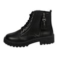 thumbnail image 2 of Purcolt Ankle Boots for Women Dressy Casual PU Leather Round Toe Block Heel Lace-up Short Booties Comfort Slip on Dress Shoes Streetwear with Side Zipper, 2 of 9