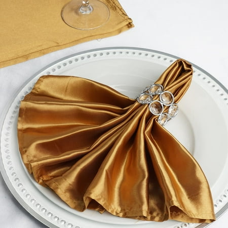 

Efavormart 5 Pack | Gold Seamless Satin Cloth Dinner Napkins Wrinkle Resistant | 20 x20