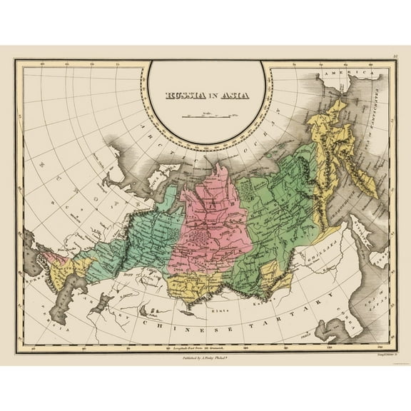 Historic Map - Russia Asian - Finley 1827 - 29.47 x 23 - Vintage Wall Art