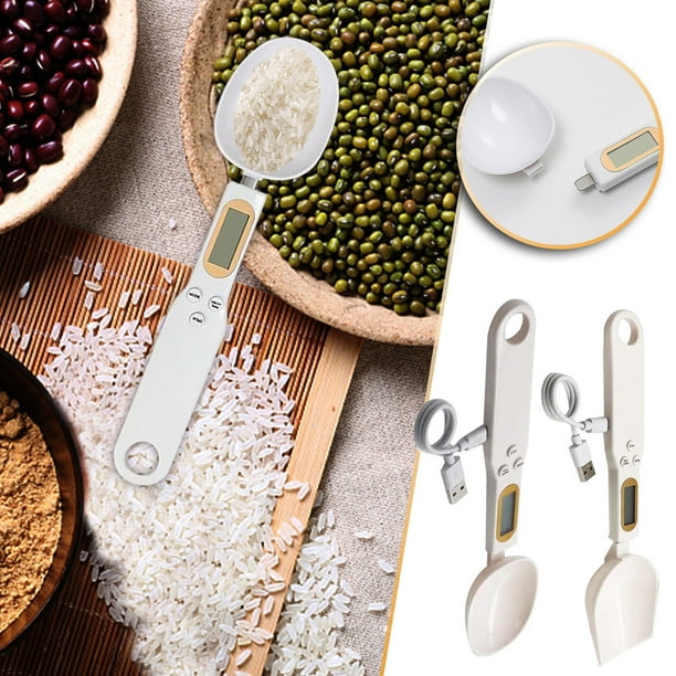 onlyliua Liquidación Báscula Electrónica con Cuchara y Peso En Gramos para Cocina Casera con Carga Usb
