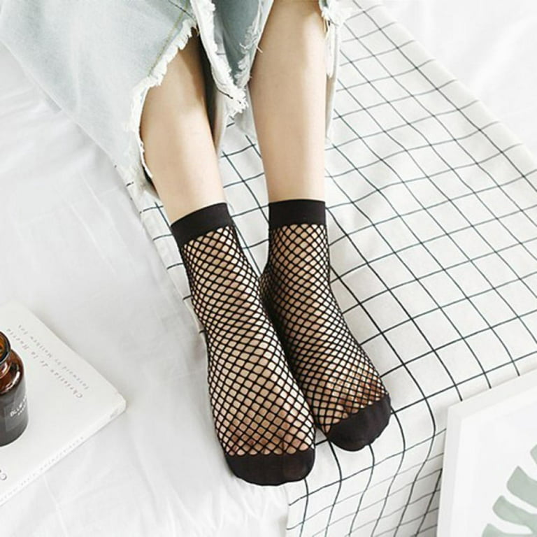 5 Pairs Women Fishnet Socks Ankle Hollow Out Socks Lace Stort Sockings for  Summer 