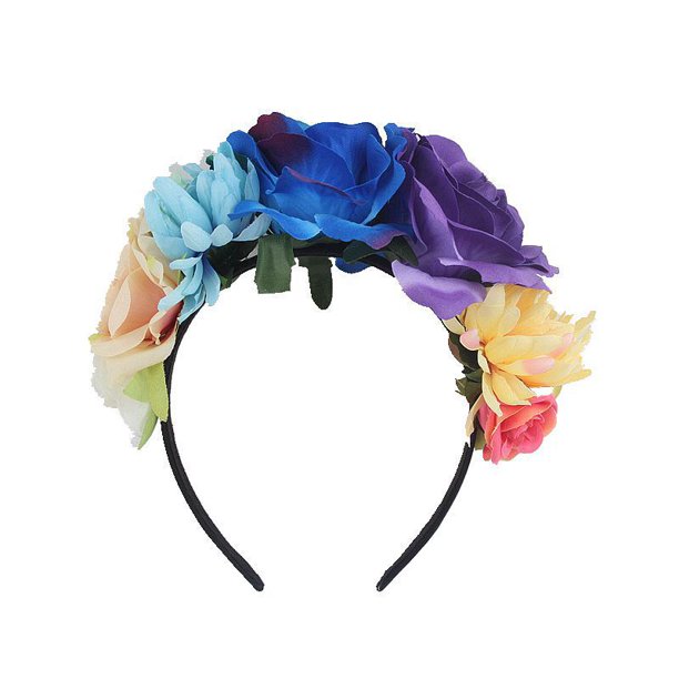 Diadema creativa de estilo europeo y americano para novia, accesorio para el cabello con flores rosas, para fiesta de Halloween