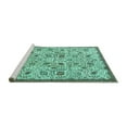 thumbnail image 2 of Ahgly Company Machine Washable Indoor Square Persian Turquoise Blue Traditional Area Rugs, 6' Square, 2 of 4