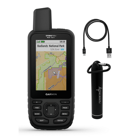 Garmin GPSMAP 66sr, Hiking Handheld with Expanded GNSS with Wearable4U Power Bank Bundle
