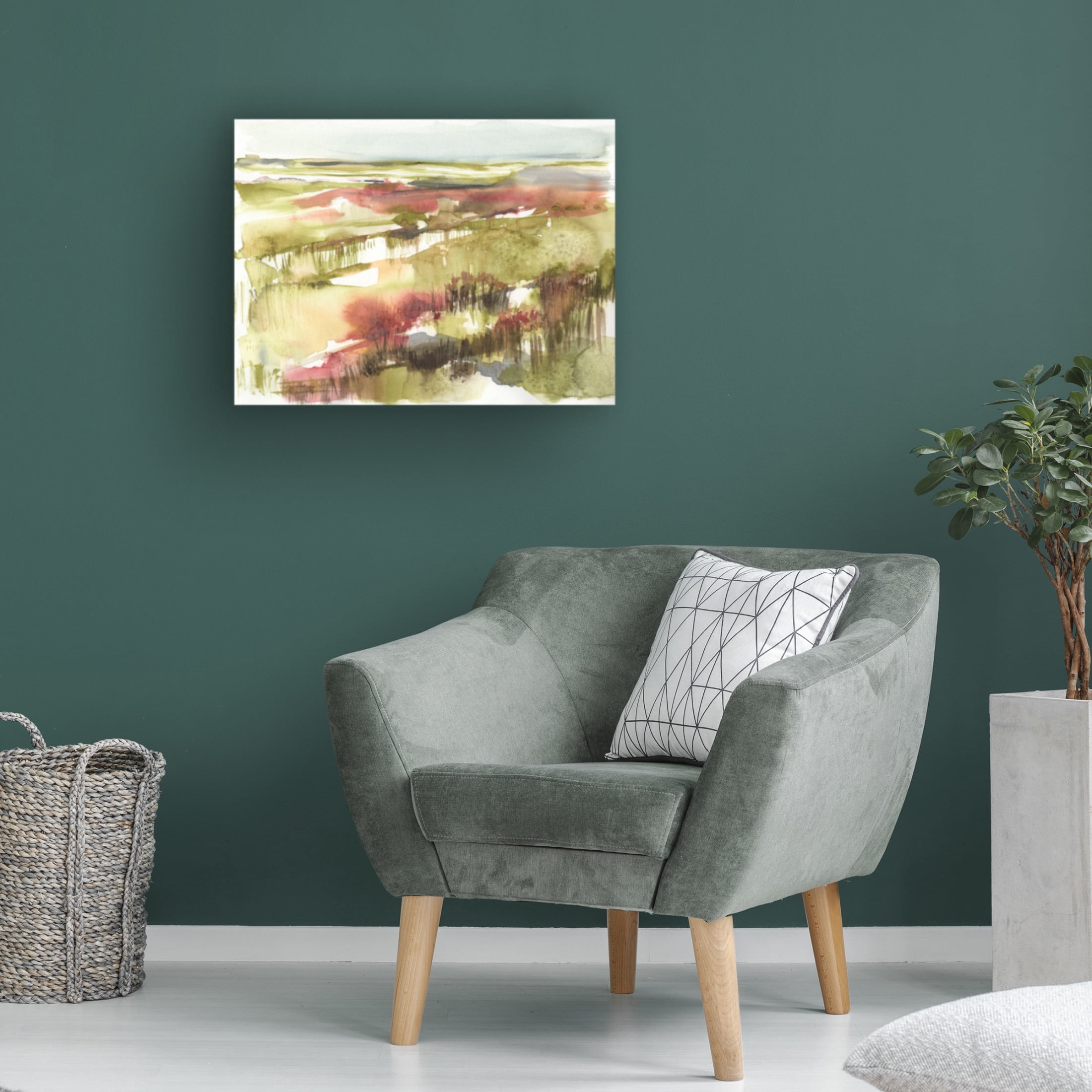 Canvas Wall Art - Jennifer Goldberger 'Burgundy Flower Horizon I' Wall Art for Living Room, Bedroom, or Office Décor by Trademark Fine Art - 19 x 14 Inches