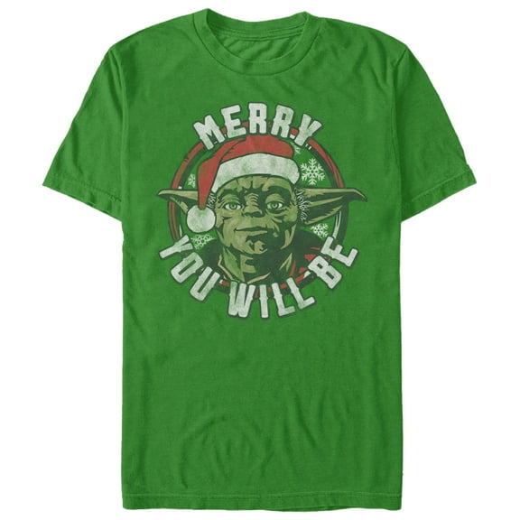 Men's Star Wars Christmas Yoda Merry You Will Be  Graphic Tee Kelly Green 2X Large