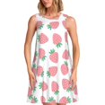thumbnail image 1 of Balery Strawberry Vestidos de verano para mujer con estampado: vestido holgado sin mangas, vestido playero informal y cómodo para días calurosos., 1 of 7