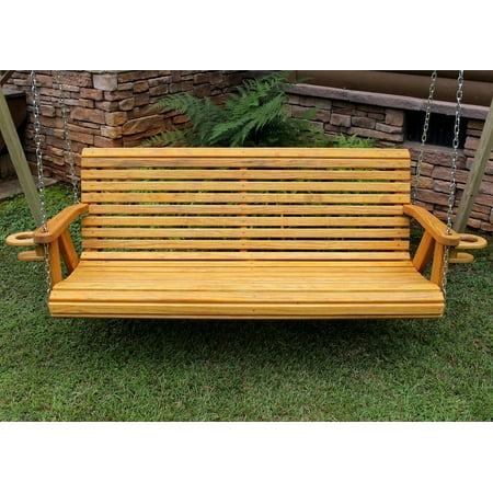 Outdoor Garden Lawn Patio 5 Ft Cedar Finish Roll Back Style Amish Treated Pine Porch Handcrafted Swing With