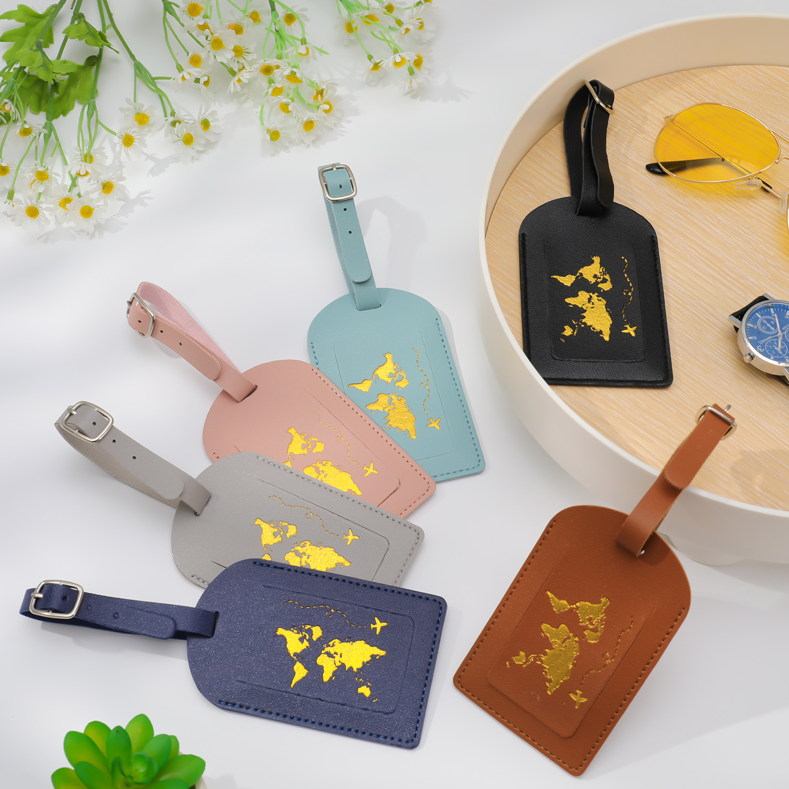 AOWOO 6-Pack PU Leather Luggage Tags photo 5
