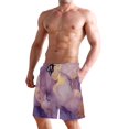 thumbnail image 2 of Dailycode Men's Quick Dry Swim Trunks Beach Shorts Casual Summer Board Shorts with Pockets, Purple Lilac Gold Marble, 2 of 8