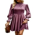 thumbnail image 1 of Robe Formelle Mini en Velours pour Femmes Couleur Unie Manches Longues Robe de Soirée, 1 of 6
