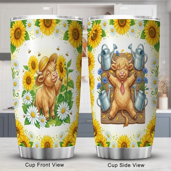 Highland Cow Tumbler 20oz, Thoughtful Birthday Present for Cow Lovers