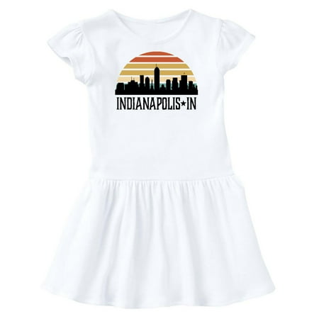 

Inktastic Indianapolis Indiana Skyline Retro Gift Toddler Girl Dress