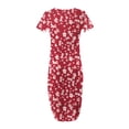 thumbnail image 4 of Offres du Jour Liquidation Iumwxz Robe à Manches Courtes Col Rond pour Femme Tunique Décontractée Robes Maxi Amples Robes Graphiques Florales Robes d'Été Décontractées pour Femmes Robe Délicieuse pour les Vacances, 4 of 6