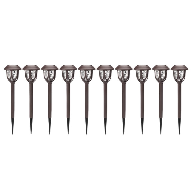 Paquete de 10 luces LED solares para jardín con control de luz inteligente y brillo cálido para patios y espacios al aire libre