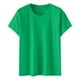 thumbnail image 4 of Blusas Umfun para mujer, cuello redondo liso, manga corta, blusa informal versátil, verde XL, 4 of 4