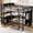Black, variant on Full Size Metal Loft Bed with Wardrobe and L-Shaped Desk, Heavy Duty Loft Bed with Storage Cubes and Shelves for Teens Dorm Apartment, Black