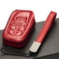 thumbnail image 4 of Vitodeco Genuine Leather Smart Key Fob Case with Leather Key Strap Compatible for Toyota Rav4 Prime 2021 (5-Button, Red), 4 of 5