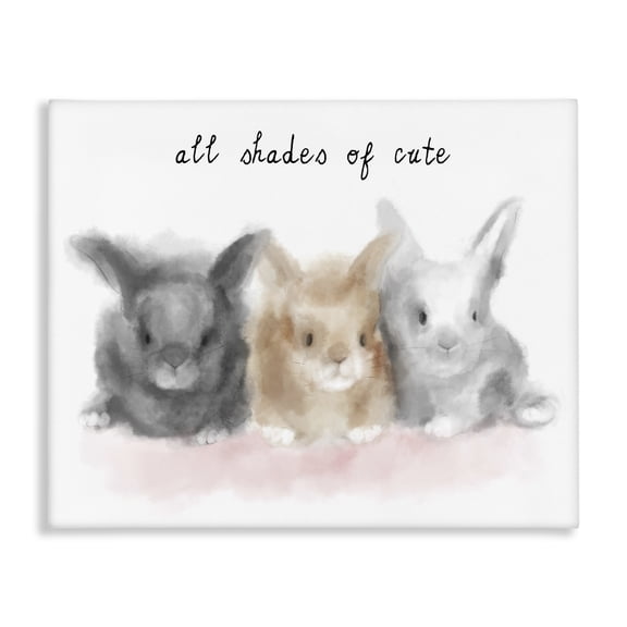 Stupell Industries Contemporary All Shades of Cute Phrase Three Baby Bunnies Canvas Art, 20 x 16, by Lil' Rue